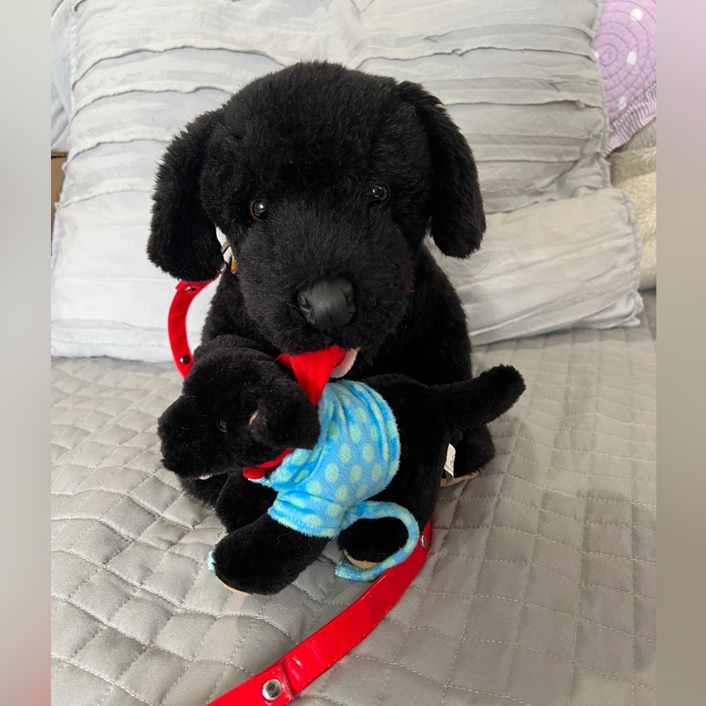 Build A Bear Black Lab with Puppy